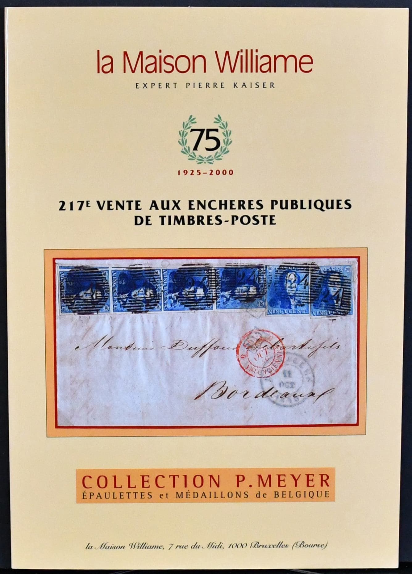 Los 8732 - Belgien, drei Auktionskataloge inkl. der Slg. des belgischen Königs Leopold, Balasse 1967, ferner J.A. Heint (Balasse 1967), sowie Meyer (Williame 2000)