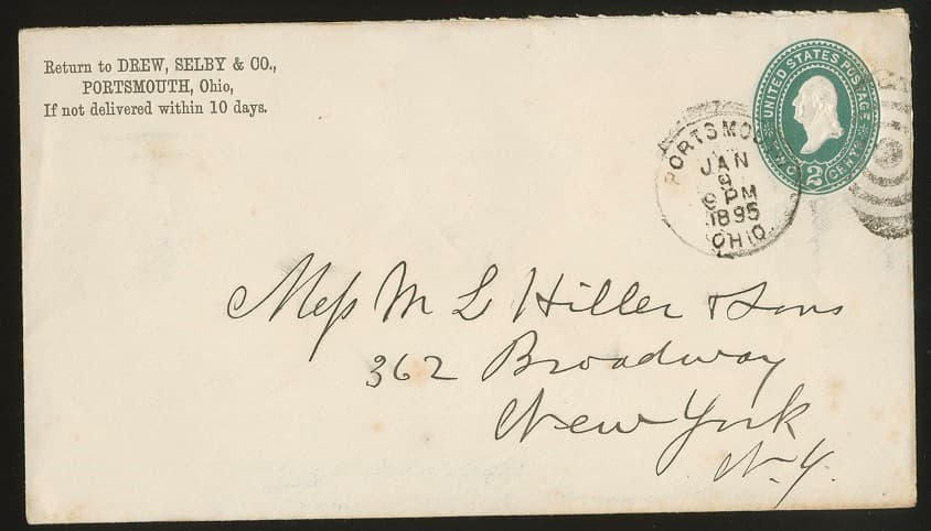 Los 7884 - Ganzsachenumschlag 2 C. mit aufwändigem vorder- u. rückseitigem Werbezudruck (Damenschuhe) von 1895, gebraucht