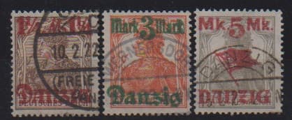 Los 6236 - 1 1/4 bis 5 Mk., gute Variante mit Spitzen nach unten gestempelt, gepr. bzw. Nr. 28II Attest Kniep. Mi. 1055,-