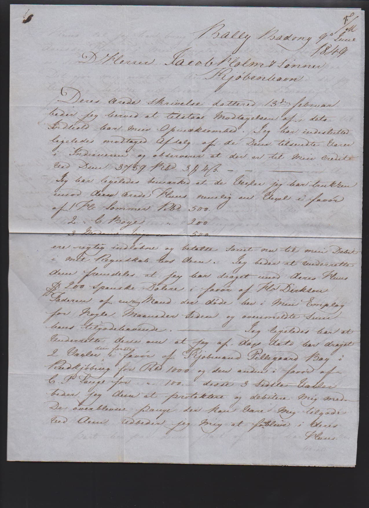 Los 1208 - "Bali (Indonesien)-Dänemark" via Hamburg, 1849, Brief mit dänischem Inhalt des Kaufmanns Mads Lange von "Bally Badong" via Hamburg (KDOPA-K2) nach Copenhagen. M. Lange begleitete die Niederländische Marine-Expedition auf Bali, entsprechende Unterlagen aus Wikipedia anbei, ein sehr seltener Brief von dieser Expedition!