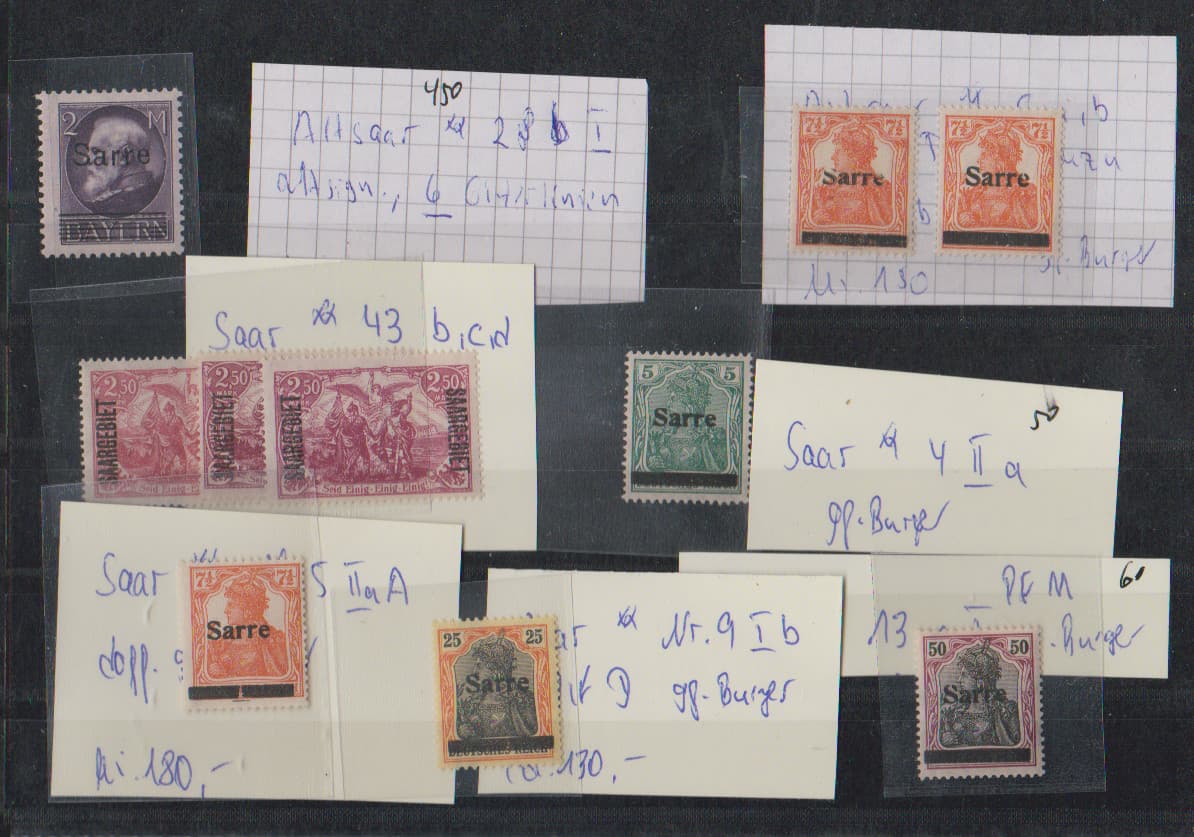 Los 6287 - Aufdrucke, bis auf billige Nr. 43b mit kleiner Anhaftung postfrische Zusammenstellung inkl. Nr. 5a/bIII (b PF Y), 5IIA, 9Ib PF D, 13YI PF M, 28bI sowie 43b/c/d, je gepr. Mi. über 1300,-