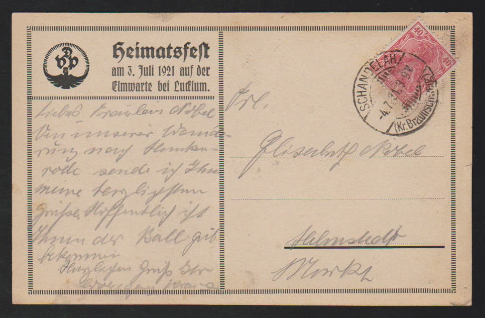 Los 6014 - Propaganda, 1921, frühe Color-Propagandakarte "Aufwärts durch die Deutsche Volkspartei" bedarfsgebraucht