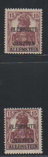 Los 6215 - 15 Pfg. in beiden Farben (die gute "b" sign. Zenker) je postfrisch, Mi. 318,-