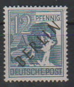 Los 6726 - 12 Pfg. Schwarzaufdruck, sehr dünnes Papier, tadellos ungebraucht, Mi. 160,-