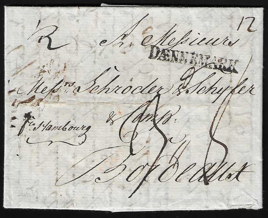Los 1009 - "Dänemark-Frankreich", 1744-1792, "Kopenhagen", drei Handelsbriefe mit L1 "D' ALLEMAGNE", "D' HOLLANDE" bzw. "DAENEMARK", "franco Hamburg" je nach Bordeaux