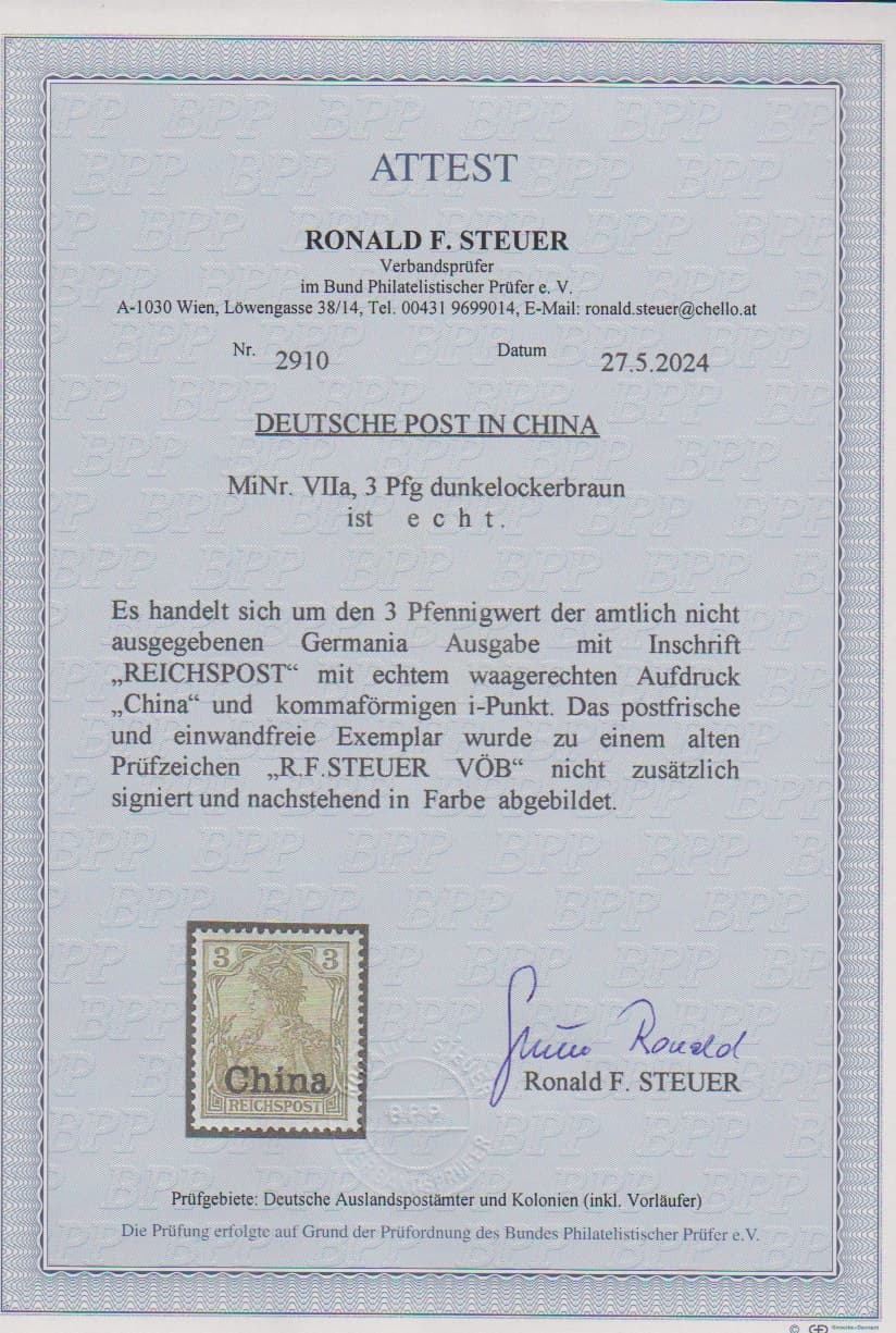 Los 6025 - Unverausgabte 3 Pfg. ("kommaförmiger i-Punkt") tadellos postfrisch. Im Michel ist nur die komplette Serie von 13 Werten mit 17.000,- bewertet, eine Einzelbewertung fehlt. Sign. R. Steuer mit Attest