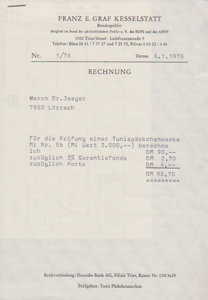 Los 968 - Tunis-Feldpostmarke in guter Farbe, gute Erhaltung, auf Stoff-Päckchen-Adresse (nebst 20 Pfg. Hitler) nach Stuttgart. Befund Graf Kesselstadt (für Dr. Jäger). Mi. 10.000,-