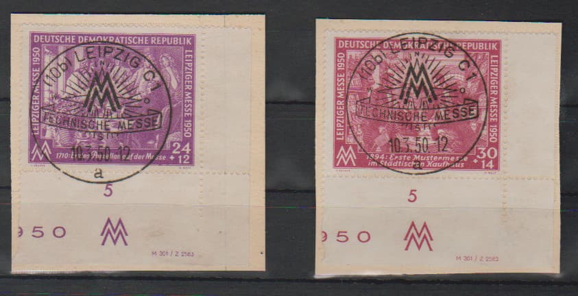 Los 7039 - Leipziger Frühjahrsmesse, je rechte untere Bogenecken mit Druckvermerk auf Luxusbriefstücken mit zentr. SST. Mi. 115,- +