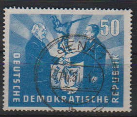 Los 7049 - 50 Pfg. Deutsch-Poln. Freundschaft mit Plattenfehler I tadellos gest. "Jena", Fotoexp. Ruscher. Mi. 300,-