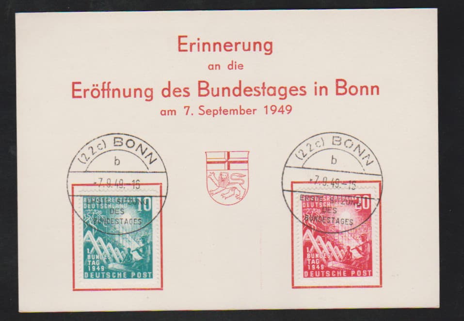 Los 7193 - Bundestag (Karte) und 100 Jahre Briefmarken je auf FDC. Mi. 350,-